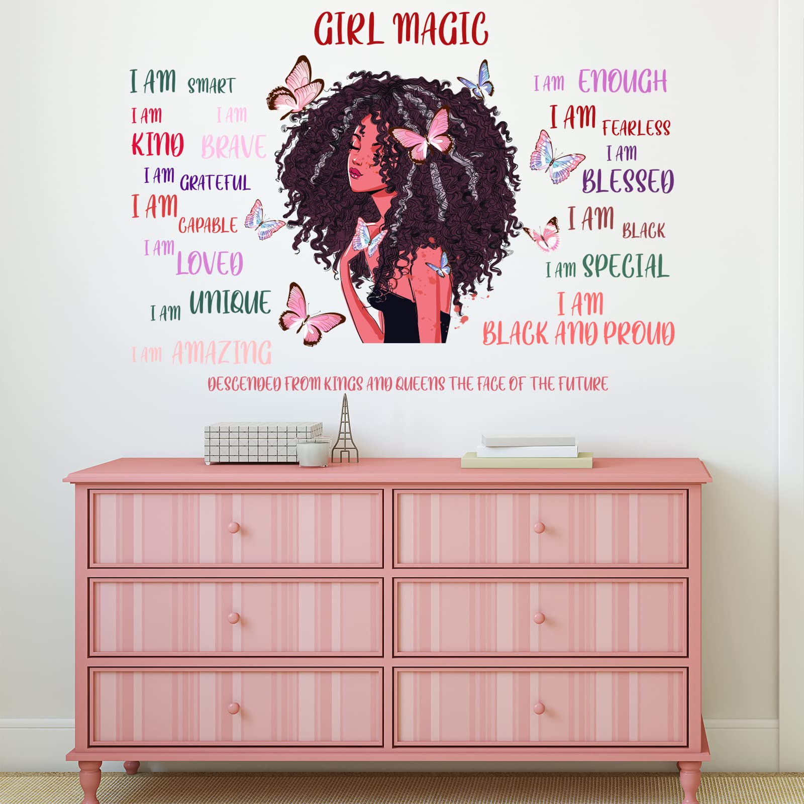 Black Girl Inspirational Quote Wall Decal Butterfly Sticker Motivational Saying American Wall Decor Sticker For Wall Decoration